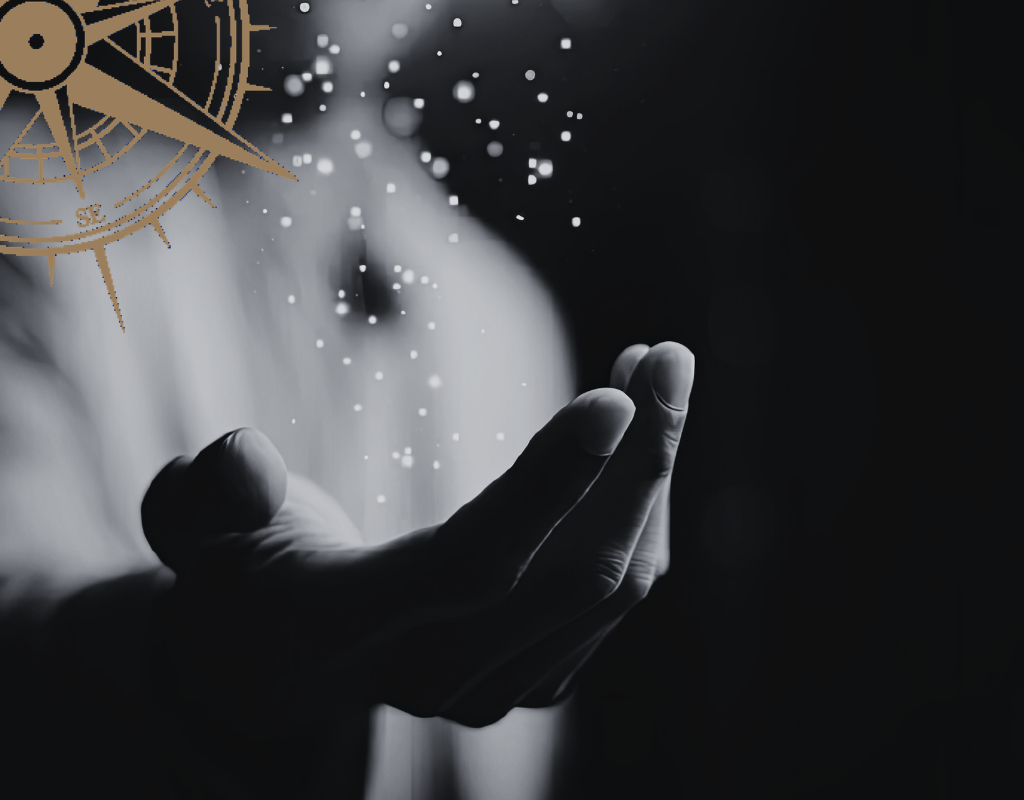 Open hand releasing light representing the identity lock dissolving in leadership